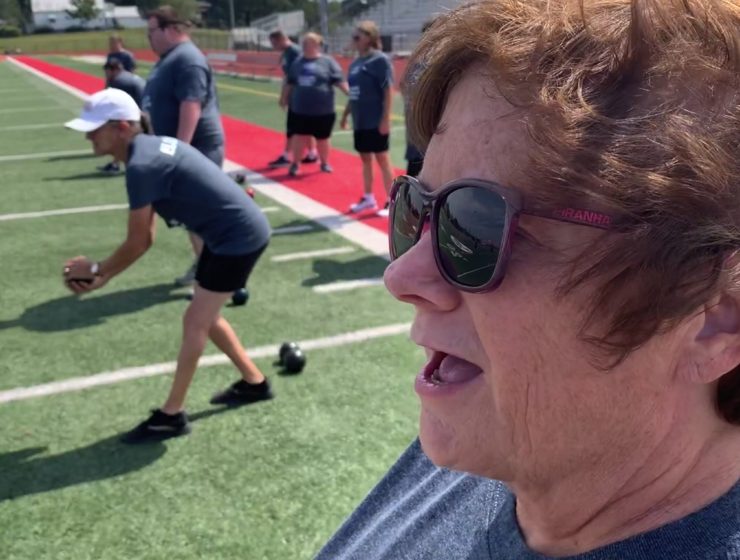 Coach Connie Pado coaches her Special Olympians.